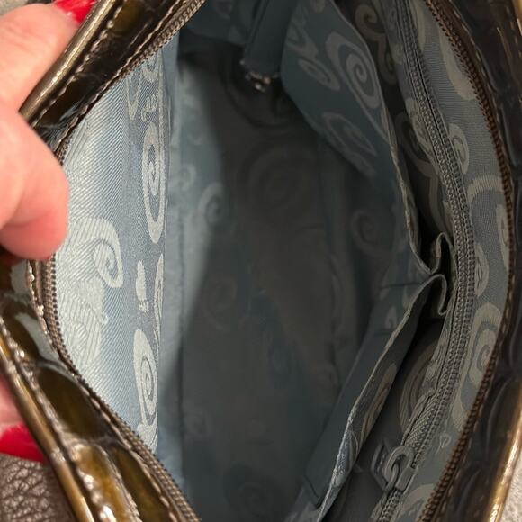 Brighton olive green croc shoulder bag side card pocket zipped section.medium - Picture 14 of 14